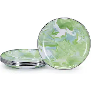 Golden Rabbit Enamelware - Set of 4-6" Appetizer Plates (Modern Monet)