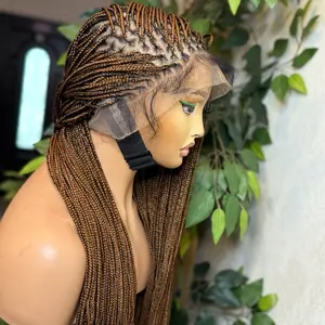 micro box braids made with 360 full premium blend lace with human hair baby. for all occasions. Medium: Cap size :21.5 – 22.5”