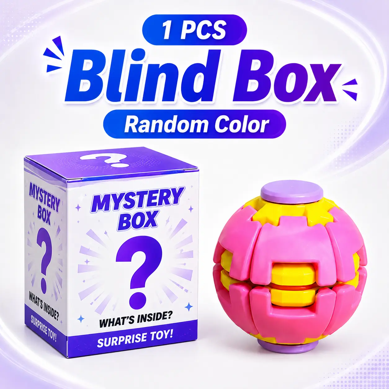 Mystery Color Press & Spin Fidget Ball, Random Color 3D Printed Sensory Desk Toy, Satisfying Pocket Fidget Gift sohochic