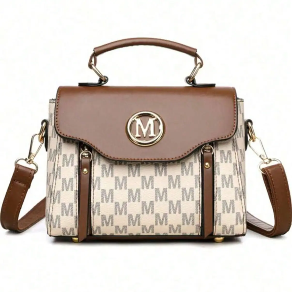 Retro Minimalist Printed Crossbody Bag, PU Large Capacity Shoulder Bag with Adjustable Strap Flap Closure, Small Bags Handbag for woman