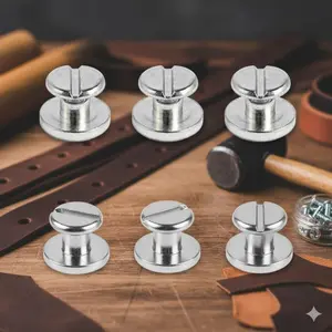 Heavy Duty Brass Binding Rivet Kit, 10-20pcs Metal Fasteners for Leather Craft, Wallet, Album, DIy repair. Industrial Grade Precision Hardware for Desk Calendar, Menu, multifunctional Fixing Accessories, Wear-Resistant Reinforcement Nail Set.