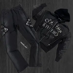 HDSON - Stacked “COLORE” Studded Sweatsuit Suit - BLK - 619 620