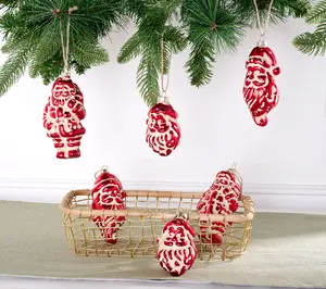 Cozy Cottage by Liz Marie Set of 6 Vintage Santa Ornaments
