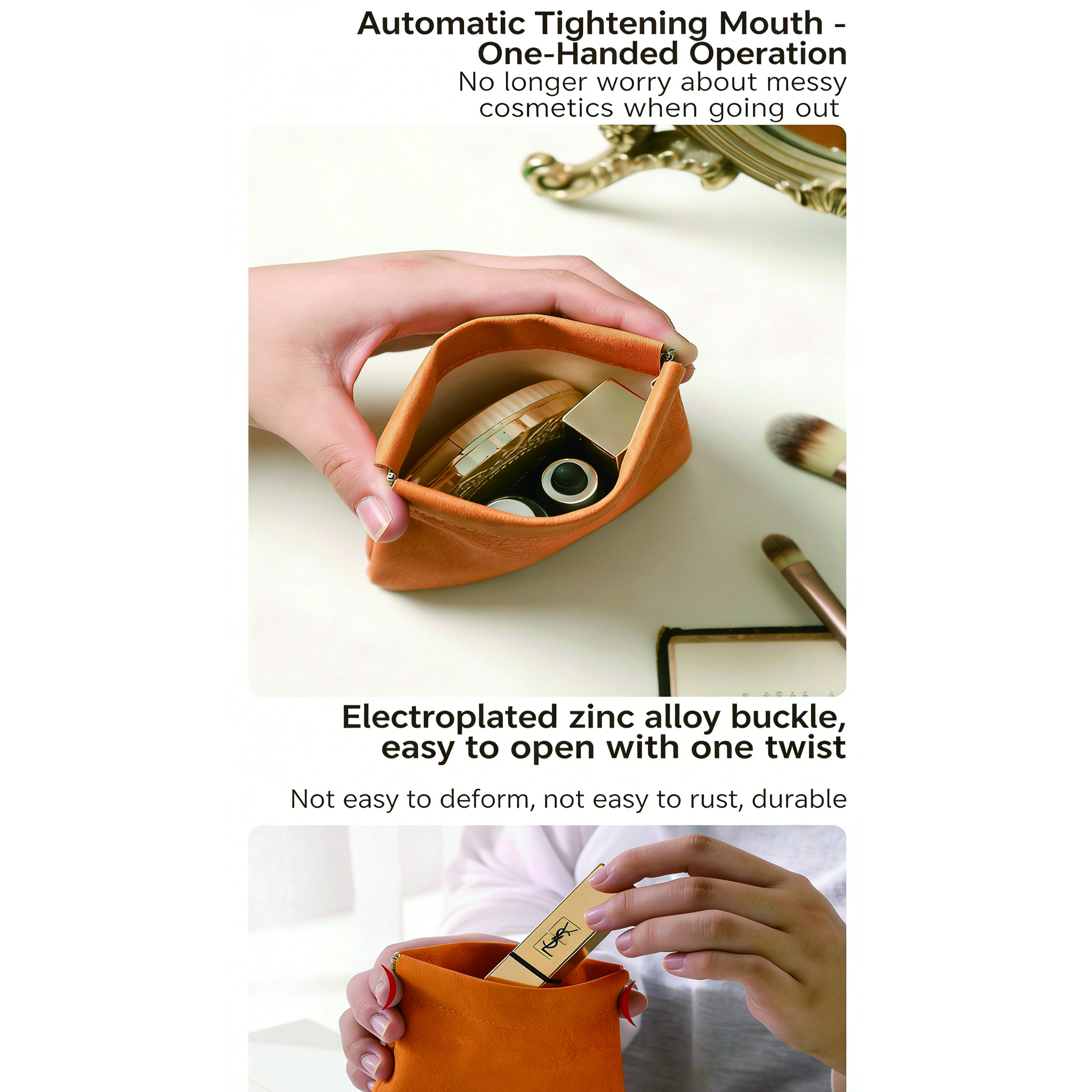 Automatic Closure Portable Organizer Bag For Data Cables, Earphones, Chargers & Cosmetics