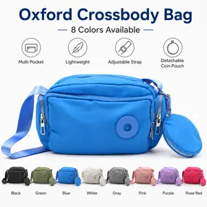 Waterproof Oxford Cloth Crossbody Bag for Women Men Lightweight Casual Shoulder Bag Multi-Pocket Travel Purse Messenger Bag Y2K Trendy Nylon Fanny Pack Everywhere Belt Bag Functional Everyday Sling Bag Organizer