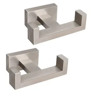 Double Towel Hook Stainless Steel Square Robe Towel Holder, Heavy Duty Rustproof Double Coat Hook