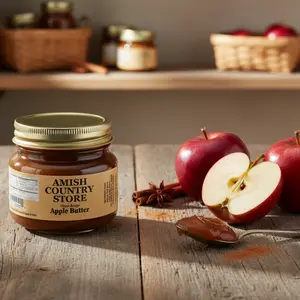 Amish Country Store Apple Butter 18 oz - Top Selling Fruit Butter for Toast Oatmeal & Yogurt - Contains Apples Sugar Apple Juice Concentrate Cinnamon & Spices
