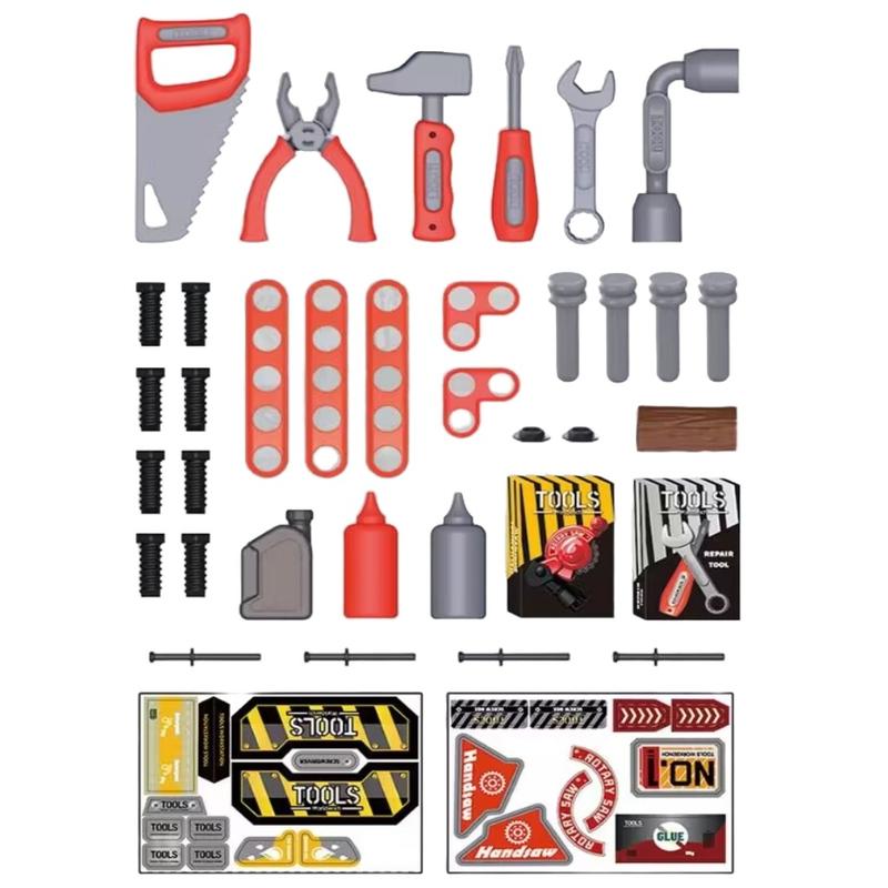 2-in-1 Kids Tool Bench & Mobile Repair Play Set,65 Pcs with Electronic Drill Toy, Screwdriver & Realistic Tools, STEM Pretend Play for Ages 3-5