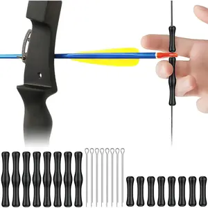 8 Sets Bowstring Finger Guards, Archery Bowstring Finger Savers for Recurve Bows & Longbows, Silicone Bowstring Finger Protectors for Hunting Shooting & Bowfishing, Black