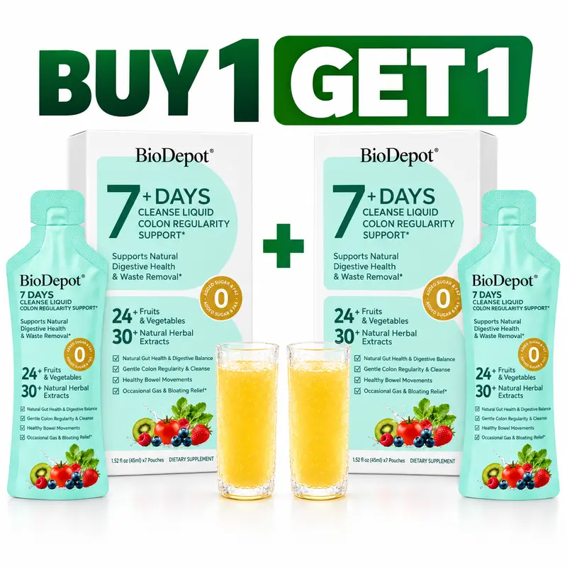 [Buy 1 Get 1 ] Biodepot 7-Day All Natural Liquid Botanical Vitamin Drops - Sugar-Free Drink, Digestive Enzymes Supplement, Gut Support, Body Health Boost, Natural Herbal Aid Daily Dietary Supplement