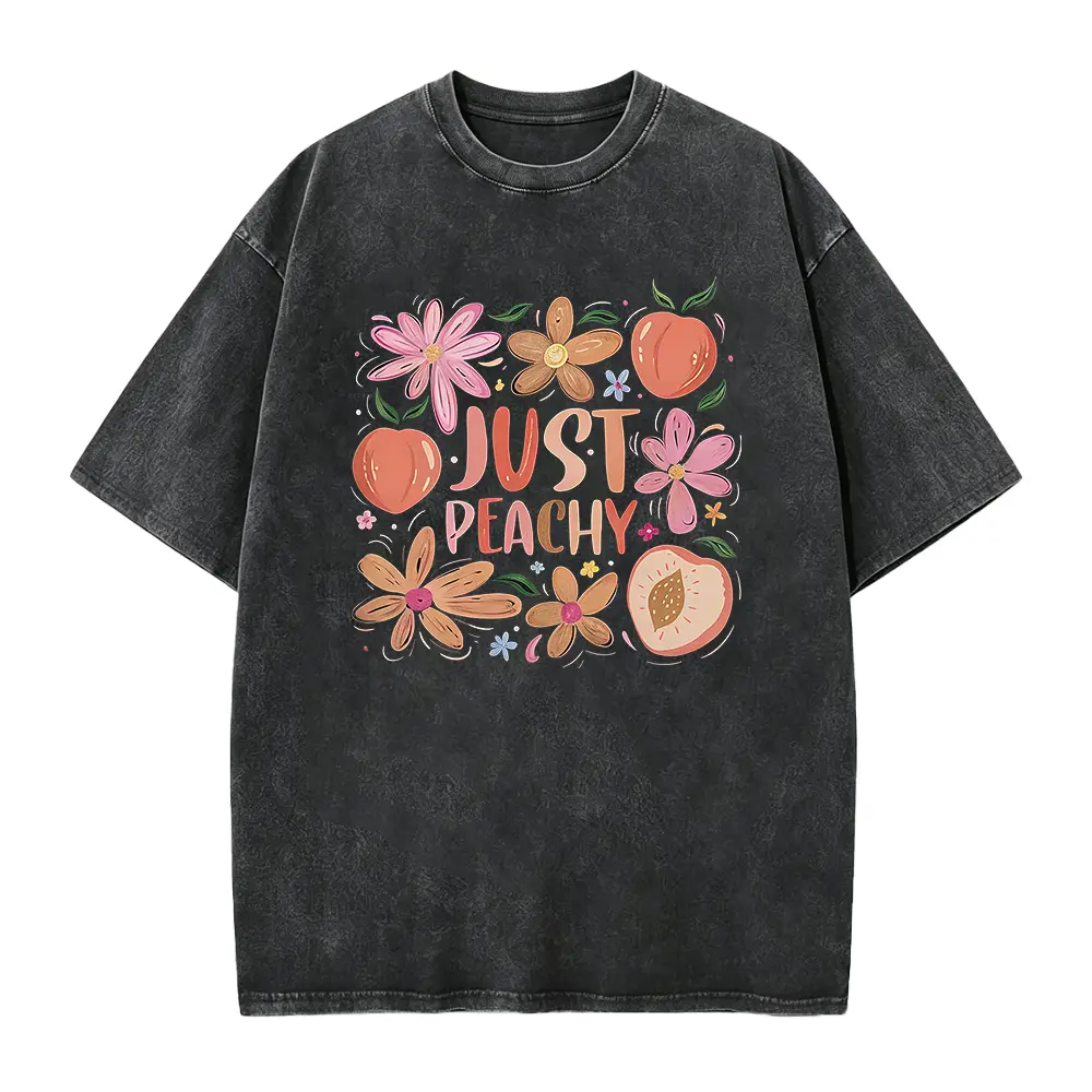Just Peachy Shirt Trendy Women's Summer TShirt, streetwear, tiktok shop deals, summer outfits, guys gifts, summer clothes, gifts for him, graphic tee, men's shirts, t shirt, clothes for men, black casual Tshirt, Menswear
