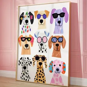 1 Piece Fun Dog Poster, Vibrant Cartoon Design - Frameless Modern Baby Room Decoration with Playful Puppy Patterns (Dalmatian) - Children's Room Wall Art, Pet Lover's Birthday Gift - Easy to Hang Suitable for Children's Space, Children's Room Decoration