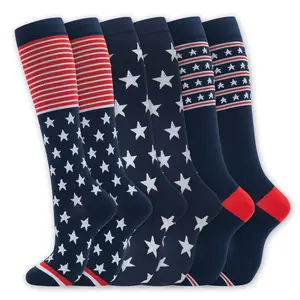 6 Pairs Solid Color Compression Socks 15-20mmHg | Black/White Knee High Support Socks for Nurses, Travel & Daily Wear| mother's day giftscompressionsocks outdoorfun