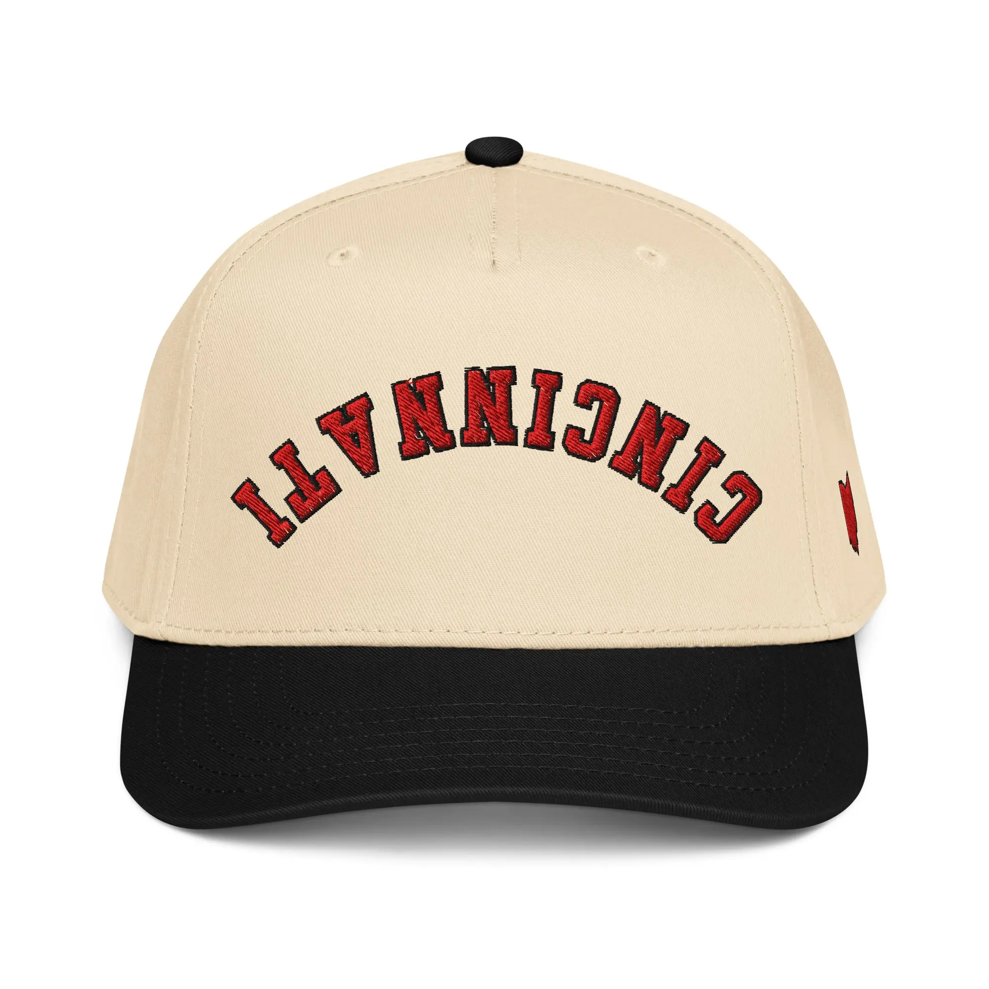 Upside Down Curved Red Cincinnati Hat