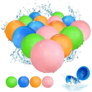 16 Pack Reusable Refillable Water Bomb Splash Balls Self Sealing Quick Fill Latex-Free Silicone Water Toys for Kids Adults for Outdoor Beach Pool Party Water Games