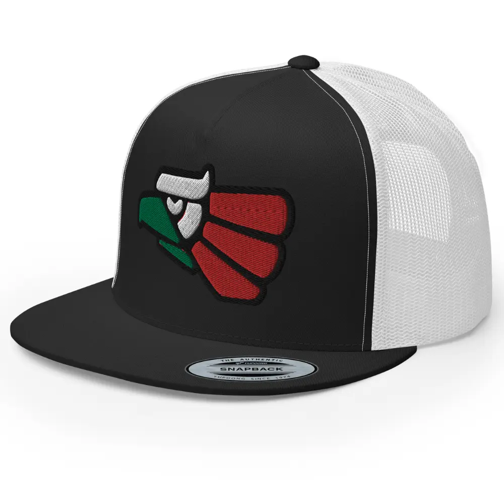 RIVEMUG TR Hecho En Mexico Embroidered Flat Bill Trucker Hat High Crown Adjustable Mexican Cap