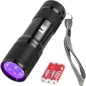 Lighting EVER Black Light Flashlight, Small UV Lights 395nm, Portable Ultraviolet Light Detector for Invisible Ink Pens, Dog Cat Pet Urine Stain, AAA Batteries Included