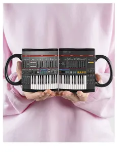 Synthesizer Coffee Mug, Synthesizer Black Machine Mugs, Synthesizer lovers Gift, Coffee Music Gift, Synth Mug, Gift For Men DJ mug Piano Mug