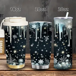 1pc 18oz/20oz Icicle and Snowflake Winter Wonderland Tumbler with lid and straw, winter insulated travel mug, gift for women and men, ideal for Valentine’s Day, Easter, birthday gifts, iced/hot coffee cup