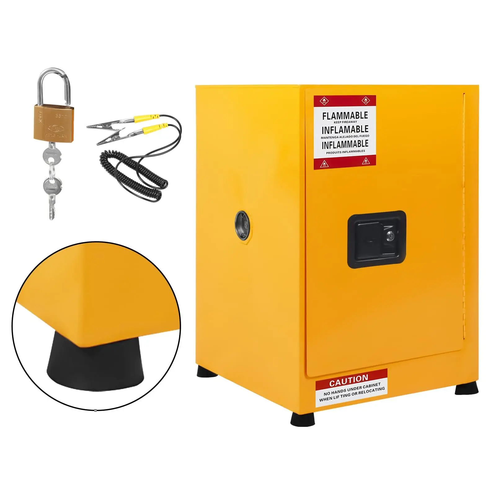 Galvanized Steel Fire Resistant Security Safe Cabinet - 17x17x18 inch, Adjustable Shelf, Drip Pan, Integrated Ventilation Ports, Ventilated for Flammable Liquids Storage
