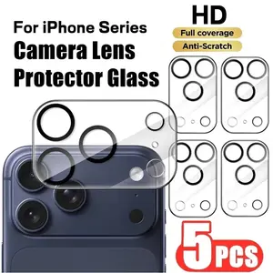 5 Packs Camera Lens Protector,For iPhone 17 Air/17 Pro Max/17 Pro/17/16e/16/15/14/13/12/11/Pro Max/Pro/Plus/Mini,Full Coverage,9H Hardness,Anti-Scratch,Easy to Install