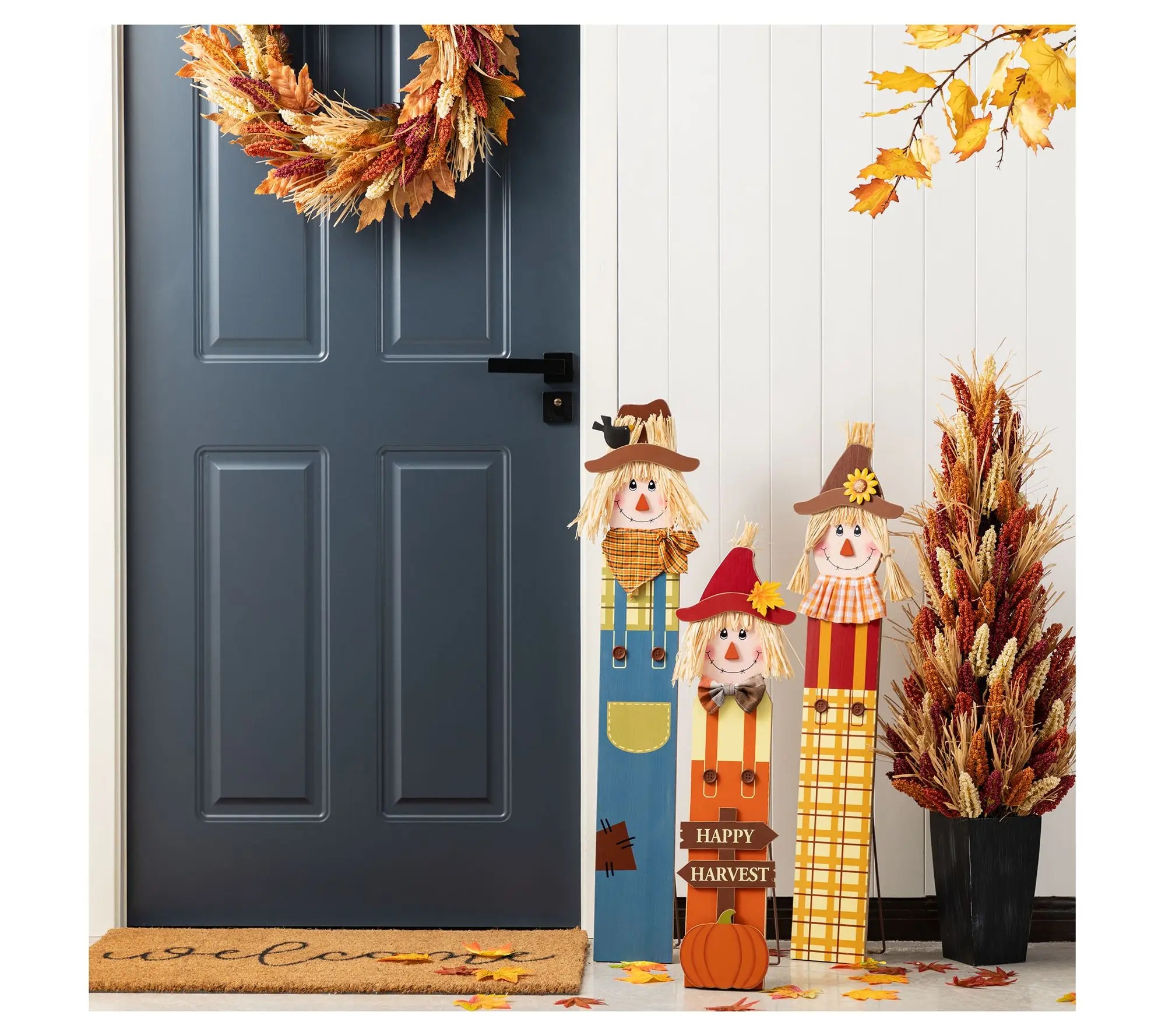 Glitzhome Fall Harvest Wood Sacrecrow Family Porch Signs S/3 Glitzhome Fall Harvest Wood Sacrecrow Family Porch Signs S/3