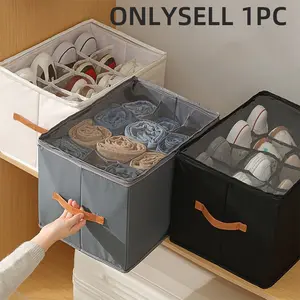 Foldable Shoe Box with Zipper, Multi-Compartment Storage Organizer, Dustproof and Moisture-Resistant, Home Organization Solution, Folding Storage Boxes