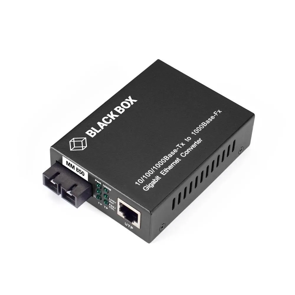 Black box Pure Networking Gigabit Ethernet (1000-Mbps) Media Converter - 10/100/1000-Mbps Copper to 1000-Mbps Multimode Fiber, 850nm. 0.5km, SC