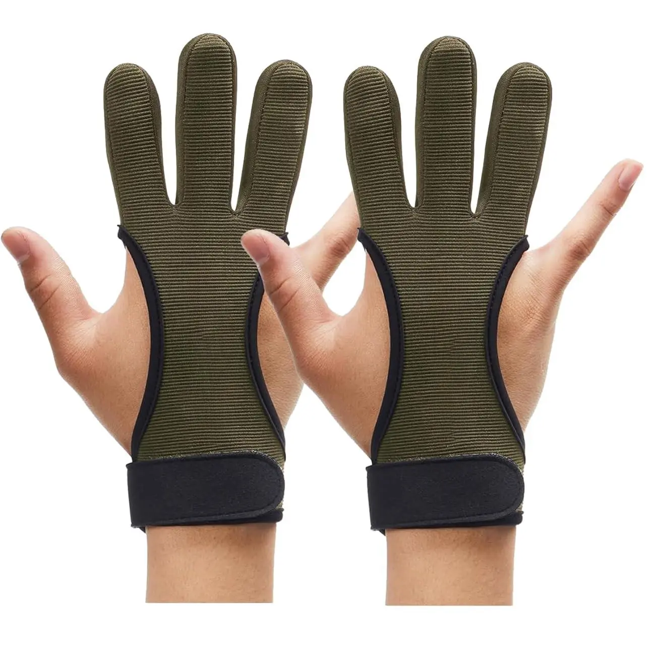 Archery Gloves 2 Pack Shooting Hunting Leather Guard 3-Finger Guard for Youth Adult Man Woman and Beginner Recurve Arrow Bow Archery Protective Gear Accessories