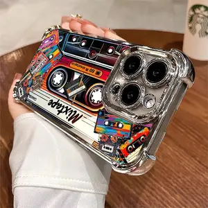Retro cassette-shaped phone case, vintage trendy and fashionable, suitable for iPhone 17 16 15 14 13 12 11 X XS XSMAX, four-corner shockproof transparent casual soft rubber phone protective case, a holiday gift for friends, family, and yourself