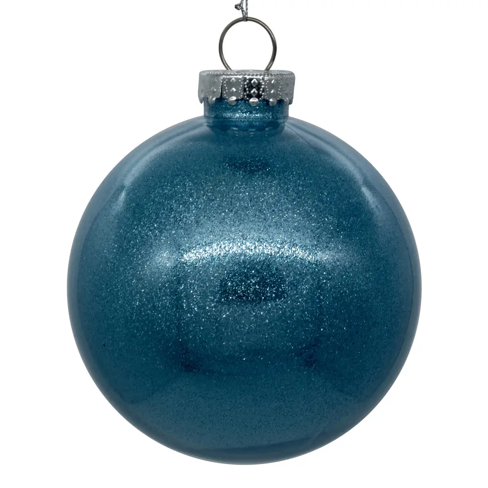 212 MAIN 6 in. Glitter Finish Round Plastic Sphere Ornaments with String Tie - Bag of 4, Festive Party & Christmas Home Decoration Supplies, Hangable All-Season Decor