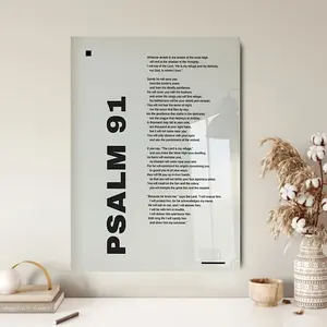 1 Piece Modern Christian Canvas Wall Art, 11.8x 15.7inch Bible Verse Psalm 91 Poster, Faith Love Religious Decoration for Home and Living Room, Ready to Hang, No Electricity Needed
