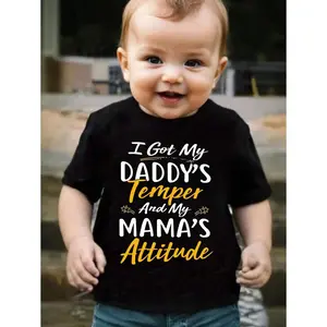 Baby Boy Funny Letter Printed Short Sleeve T-Shirt, Summer
