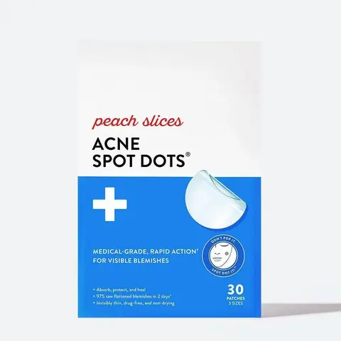 Peach Slices Acne Spot Dots - Medical-Grade Rapid Action for Visible Blemishes, Hydrocolloid Formula