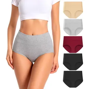 Womens Cotton High Waisted Underwear Full Coverage Panties Ladies Briefs Multipack (Regular & Plus Size)