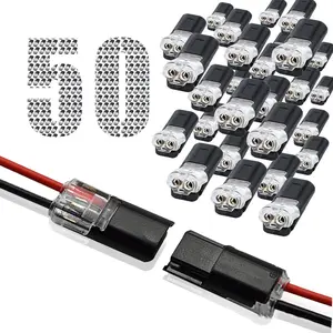 50Pcs Low Voltage Wire Connectors, 2 Pin 2 Way Quick Plug-in Connectors for LED Strip Lights