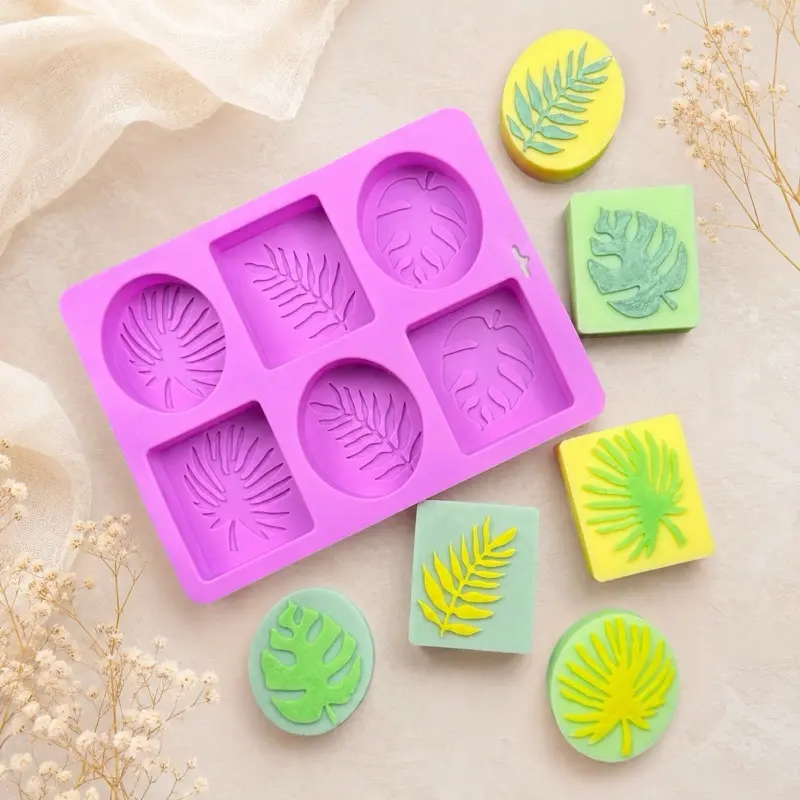 Tropical Leaf Silicone Soap Mold | Monstera & Palm Leaf Mold for Soap Making, Resin Casting, Wax Melts, DIY Crafts