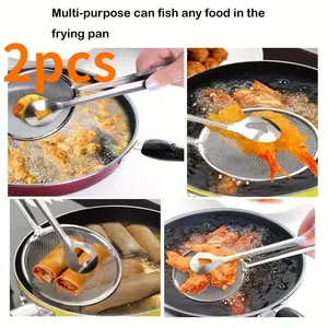 Multifunctional Frying Clip Oil Filter Spoon Food Skimmer Stainless Steel Deep Fried Food Scoop Home Use