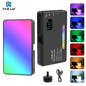 Puluz 140 RGB Video Lights, Portable LED Camera Light Panel, 0-360 Full Color, Cri 95+, 2500-9000k, 3000mah Rechargeable, Dslr Lighting