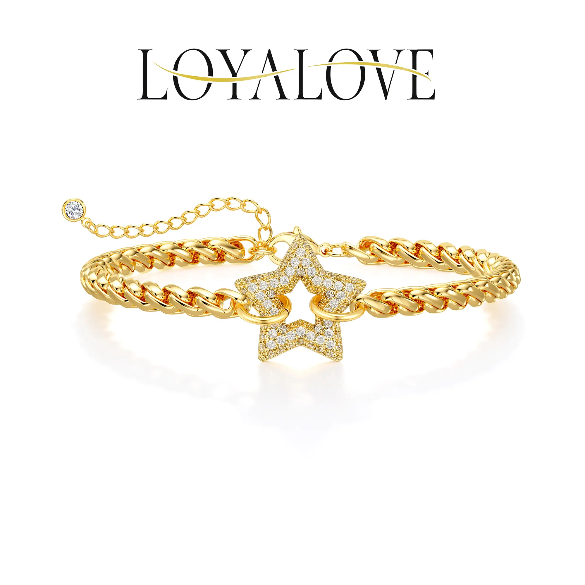Loyalove 14K Gold Planted Bracelets for Women gold Layered Chunky Thick Large Link Chain Bracelet Fashion Jewlery For Summer