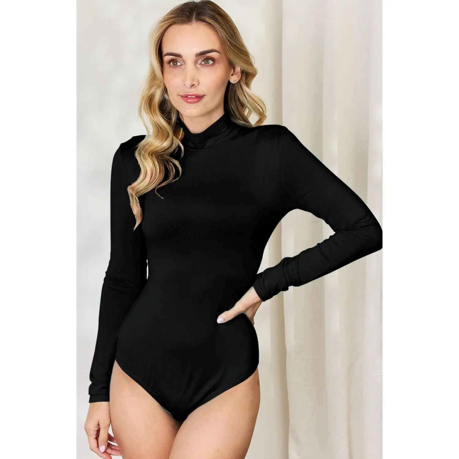 Basic Bae Full Size Mock Neck Long Sleeve Bodysuit By Flavee