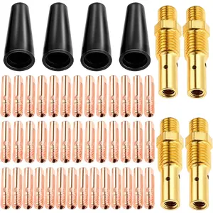 48 Pcs Flux Core Gasless Nozzle Tips Kit KP1939-1, 0.030" Flux Core Welder Mig Contact Tips Gasless Nozzle Gas Diffusers - Compatible with Magnum 100L & Weld-Pak MIG Welder