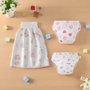 3pcs Diaper Skirt + Diaper Underwear Set, Unisex Baby Leak-Proof Cloth Diapers, Nighttime Leak Protection, Infant Toilet Training Aid