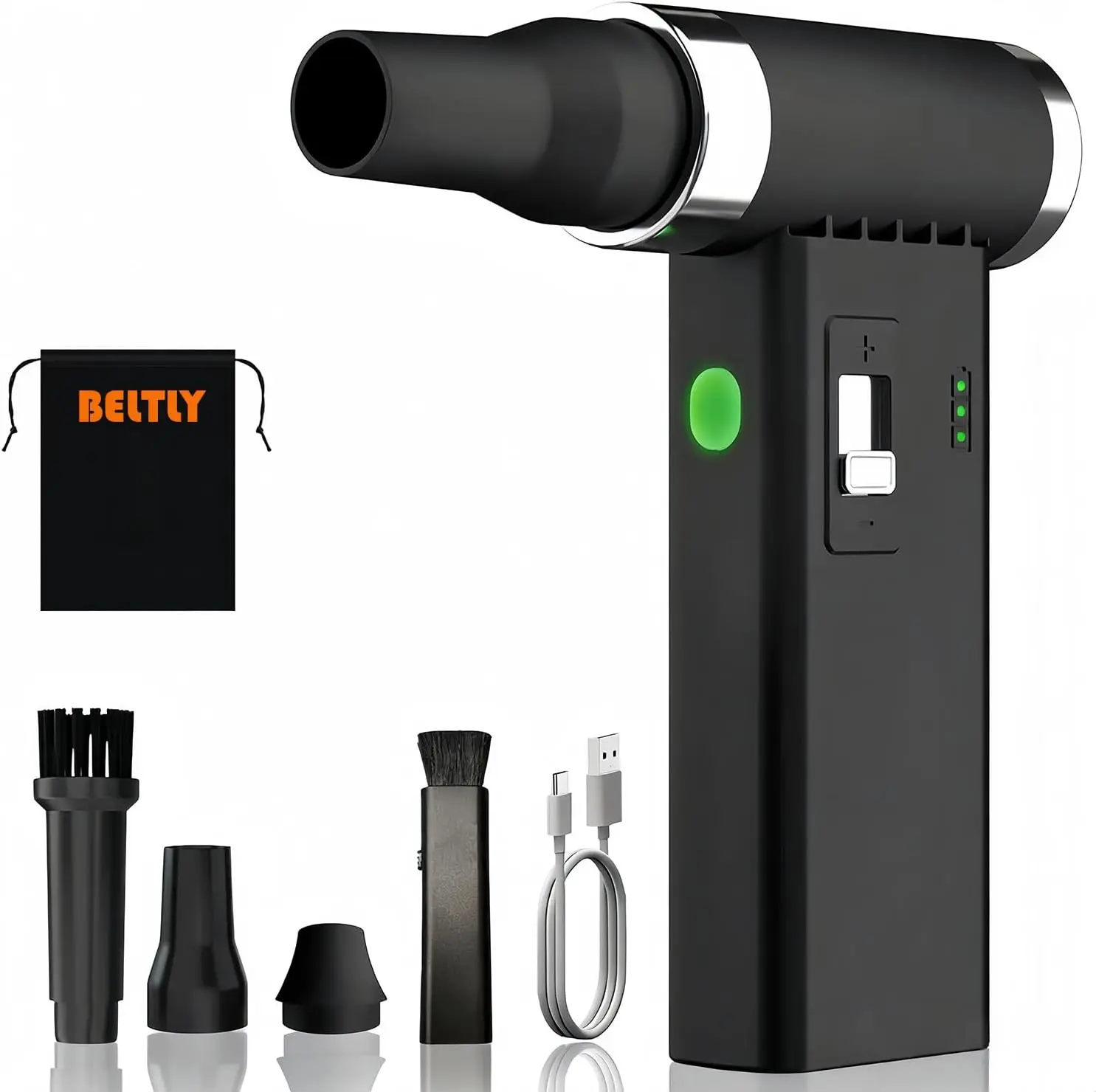 Cordless Compressed Air Duster, 1-100 Stepless Speed Adjustable - 110000RPM Brushless Motor Powerful Electric Blower for Keyboard, PC, Car Cleaning