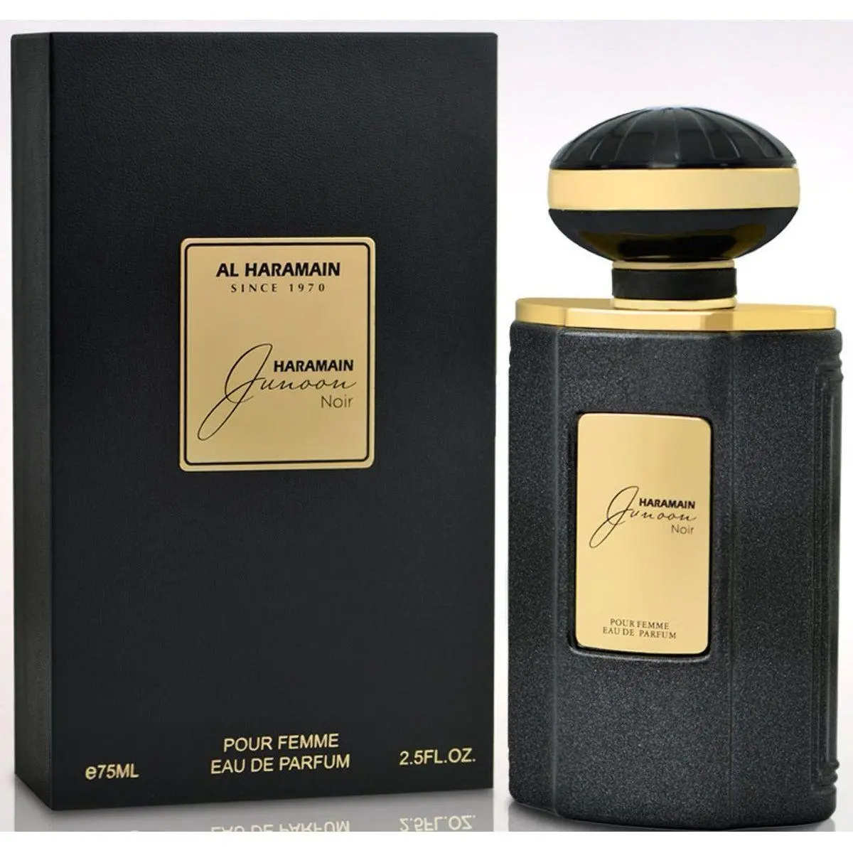 AL HARAMAIN Junoon Noir Women's EDP Perfume Spray - Floral Jasmine Notes, Earthy Woody Scent, 2.5 fl oz, New in Box, Iris, Fragrances, Ylang-Ylang, Female Wear, Earthy, Elegant Orris Root, 2 To 2.9 Fl Oz, First Launched In 2016, Aromatic Floral, Elegant J