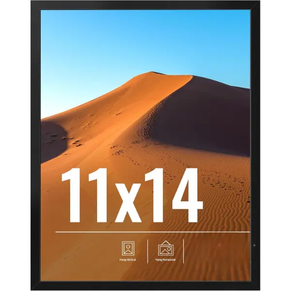 Home 11x14 Picture Frame for Wall Display, 11 x 14 Black Picture Frame with HD Plexiglass, 11 by 14 Poster Frame 1 Pack, Display Frame for Vertical or Horizontal, Classic Collection