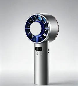 2026 Handheld Ice Fan –Adjustable Turbo Fan,  Large Capacity Rechargeable Personal Fan with Digital Display, Portable Cooling for Travel Camping Outdoor