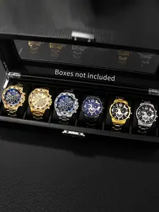 Men's Vintage Geneva Quartz Set, Elegant Round Dial, World Time Function, Ideal Gift for Valentine's Day, Easter, Birthday, Christmas, Fashionable Stylish Watch