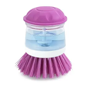 Detergent Dispenser Brush - Pink Nylon Soap Dispensing Tool for Easy Dishwashing with Durable Bristles & Comfortable Grip