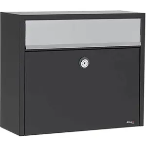 212 MAIN QualArc Allux LT150 Galvanized Steel Wall-Mounted Locking Mailbox, Black & Gray, Durable